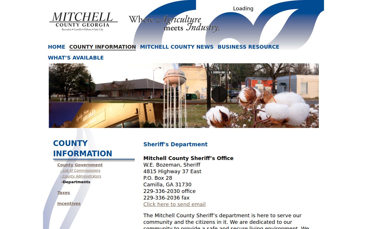 Mitchell County Sheriff's Office official contacts and division lines