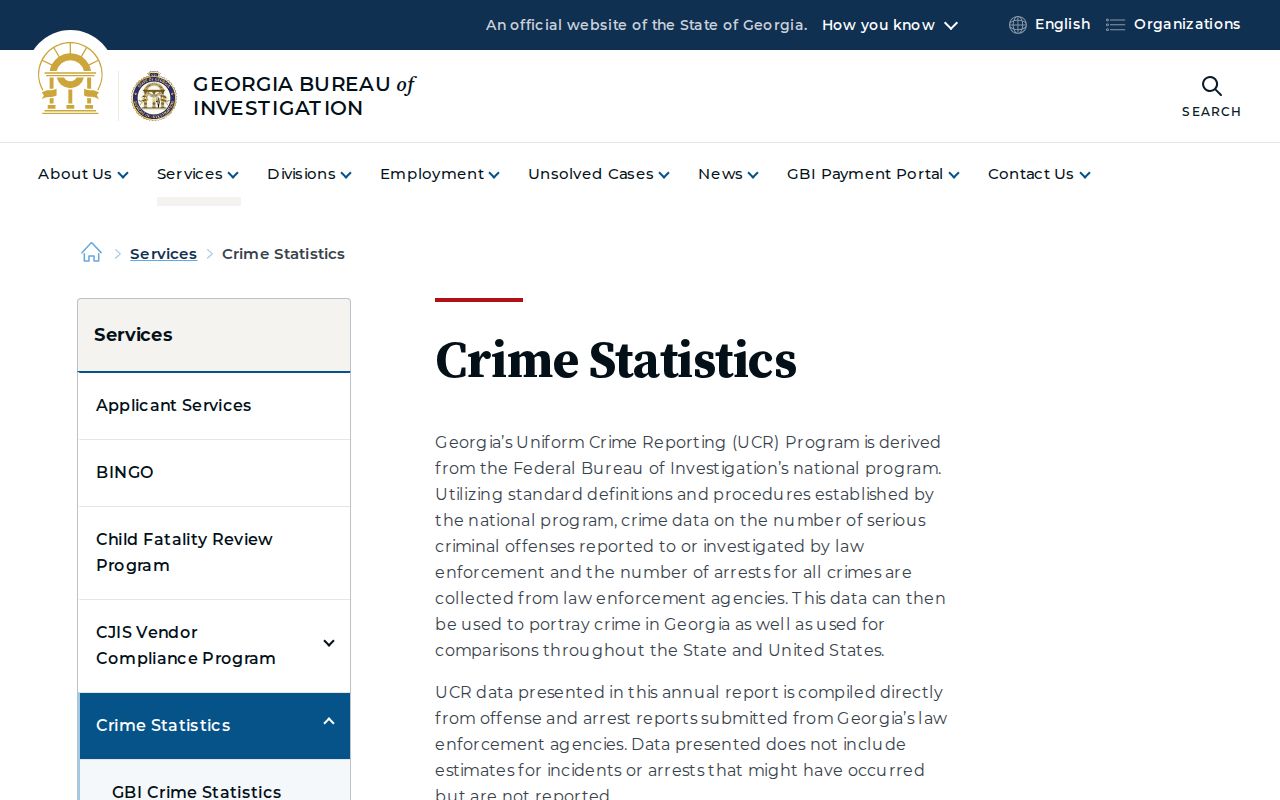 Georgia Bureau of Investigation crime statistics resources